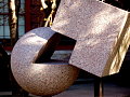 "The Kiss" art sculpture on the MassArt college campus